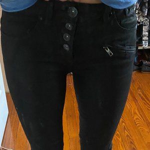 Free People size 24 Black Lace-up side jeans